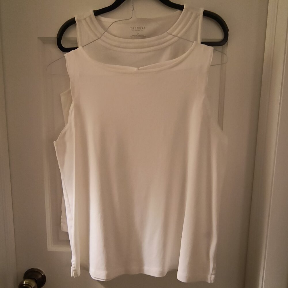 Talbots (2) White Sleeveless Tops - 1 Large, 1 Large Petite